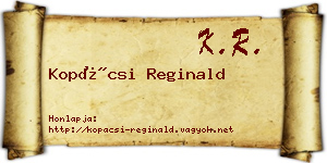Kopácsi Reginald névjegykártya